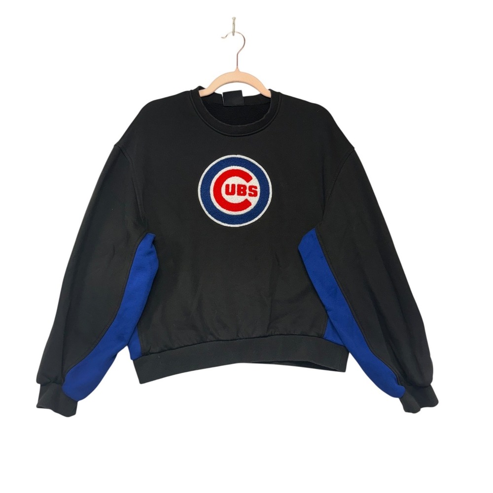 Chicago Cubs MLB Crewneck Sweatshirt Black Blue Medium Logo Pullover